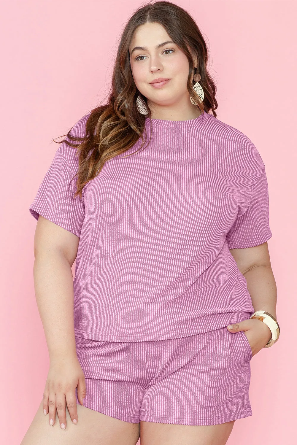 Knit T Shirt and Shorts Plus Size Lounge Set