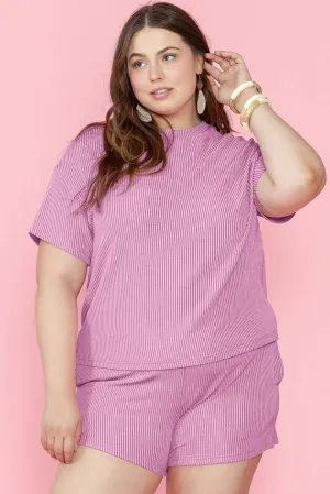 Knit T Shirt and Shorts Plus Size Lounge Set