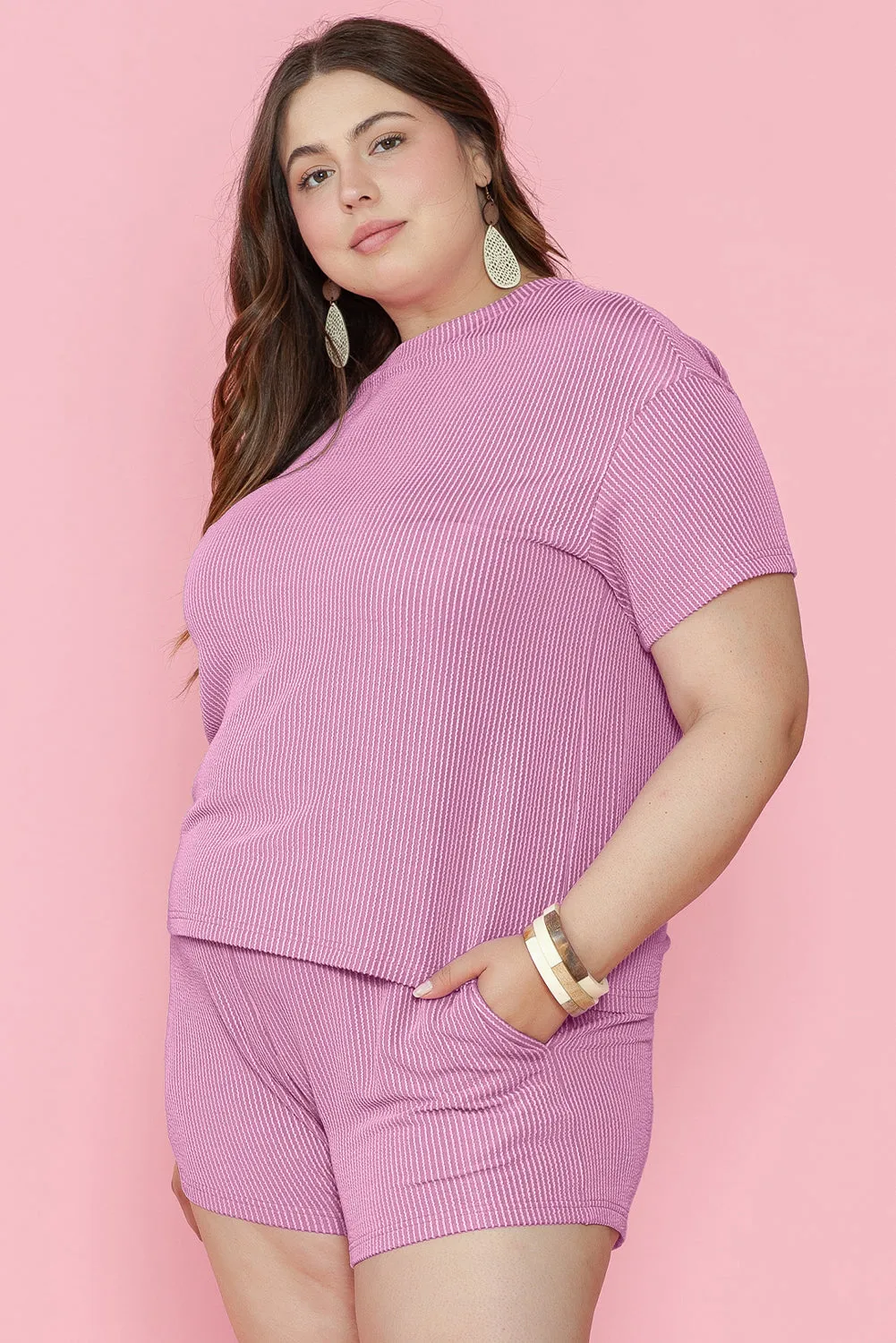 Knit T Shirt and Shorts Plus Size Lounge Set