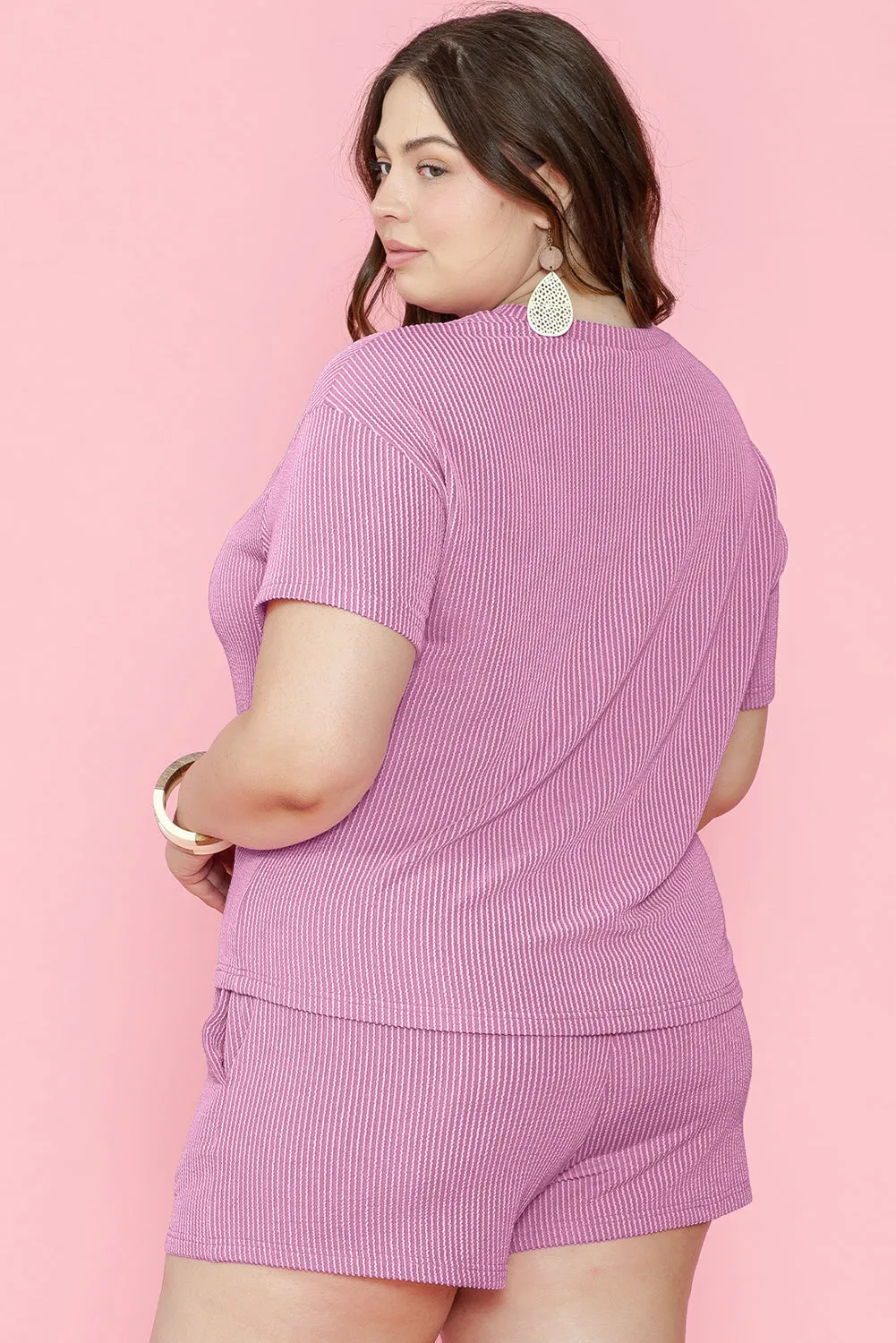 Knit T Shirt and Shorts Plus Size Lounge Set