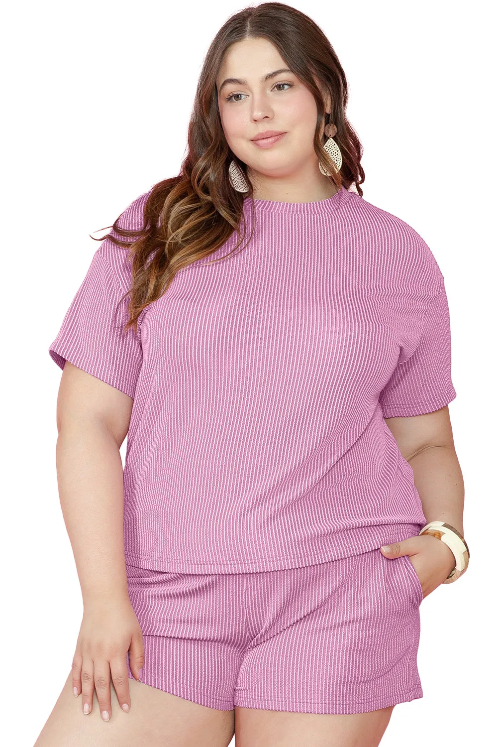 Knit T Shirt and Shorts Plus Size Lounge Set
