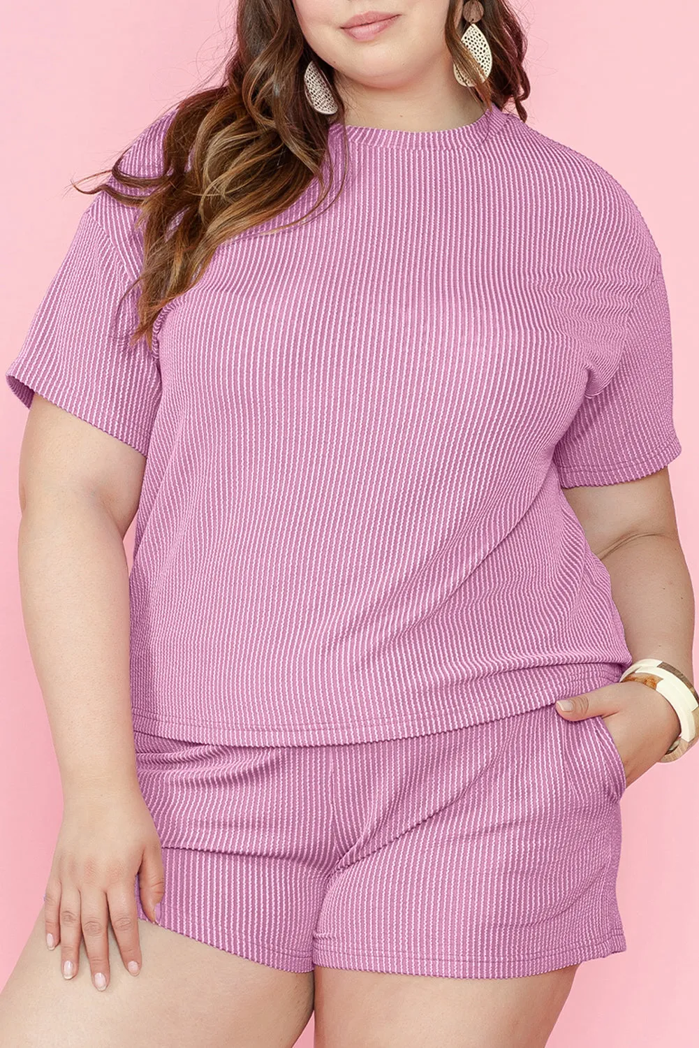 Knit T Shirt and Shorts Plus Size Lounge Set