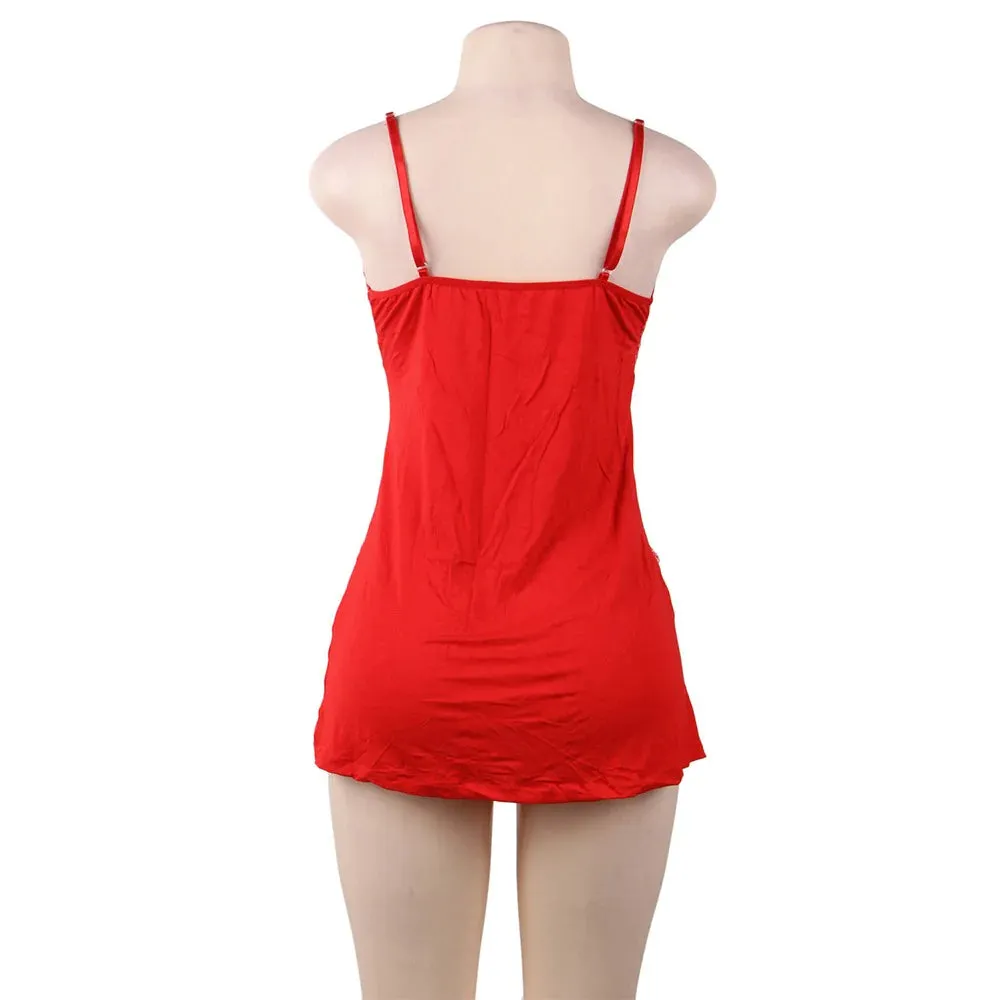 Lace Decoration Nightdress V-neck Modal Sleepwear with G String