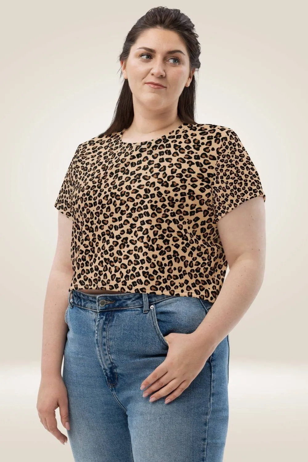 Leopard Print Crop Top T Shirt