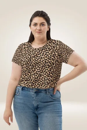 Leopard Print Crop Top T Shirt