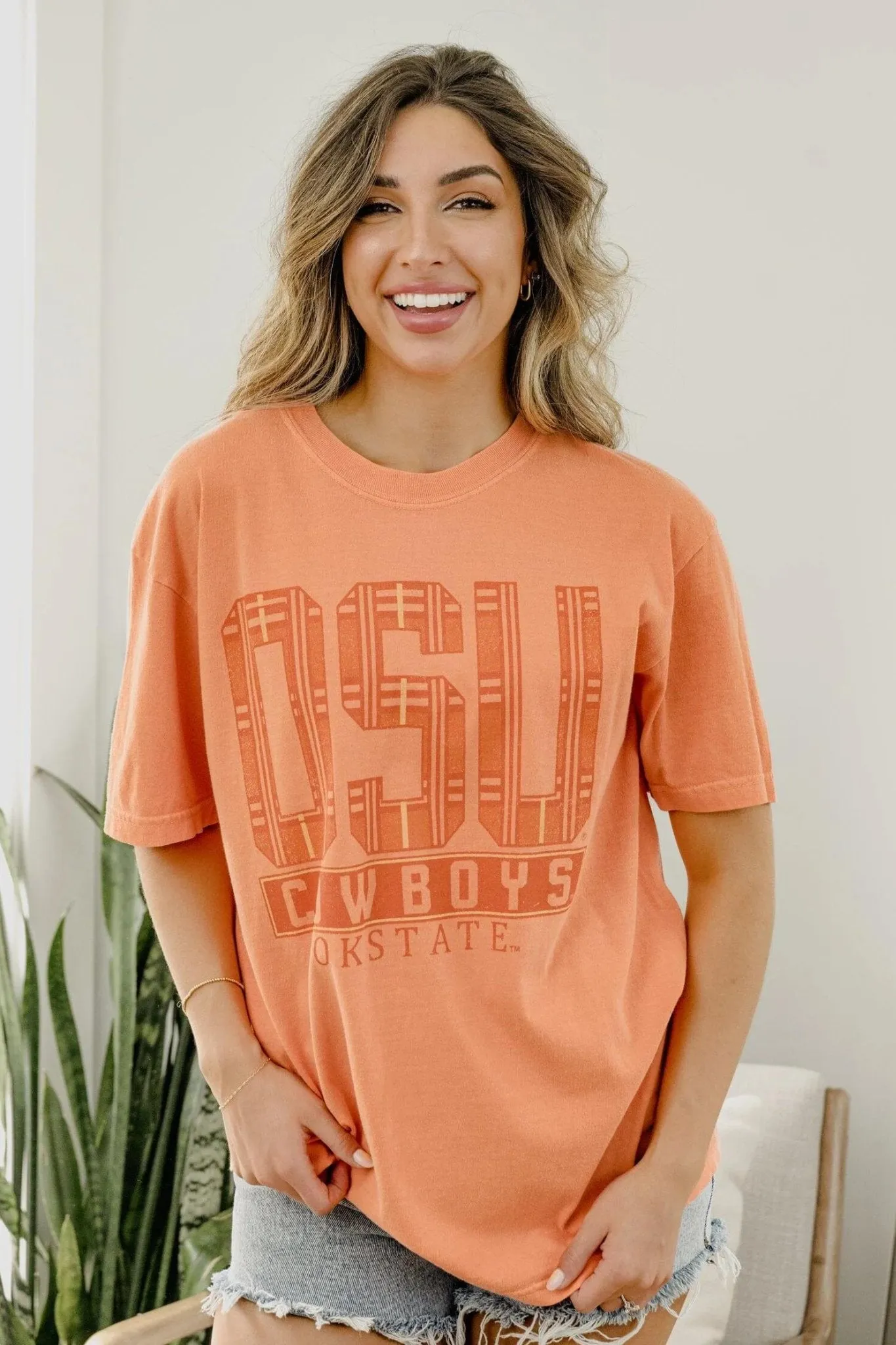 Livy Lu: OSU Cowboys Preppy Plaid Comfort Colors Tee