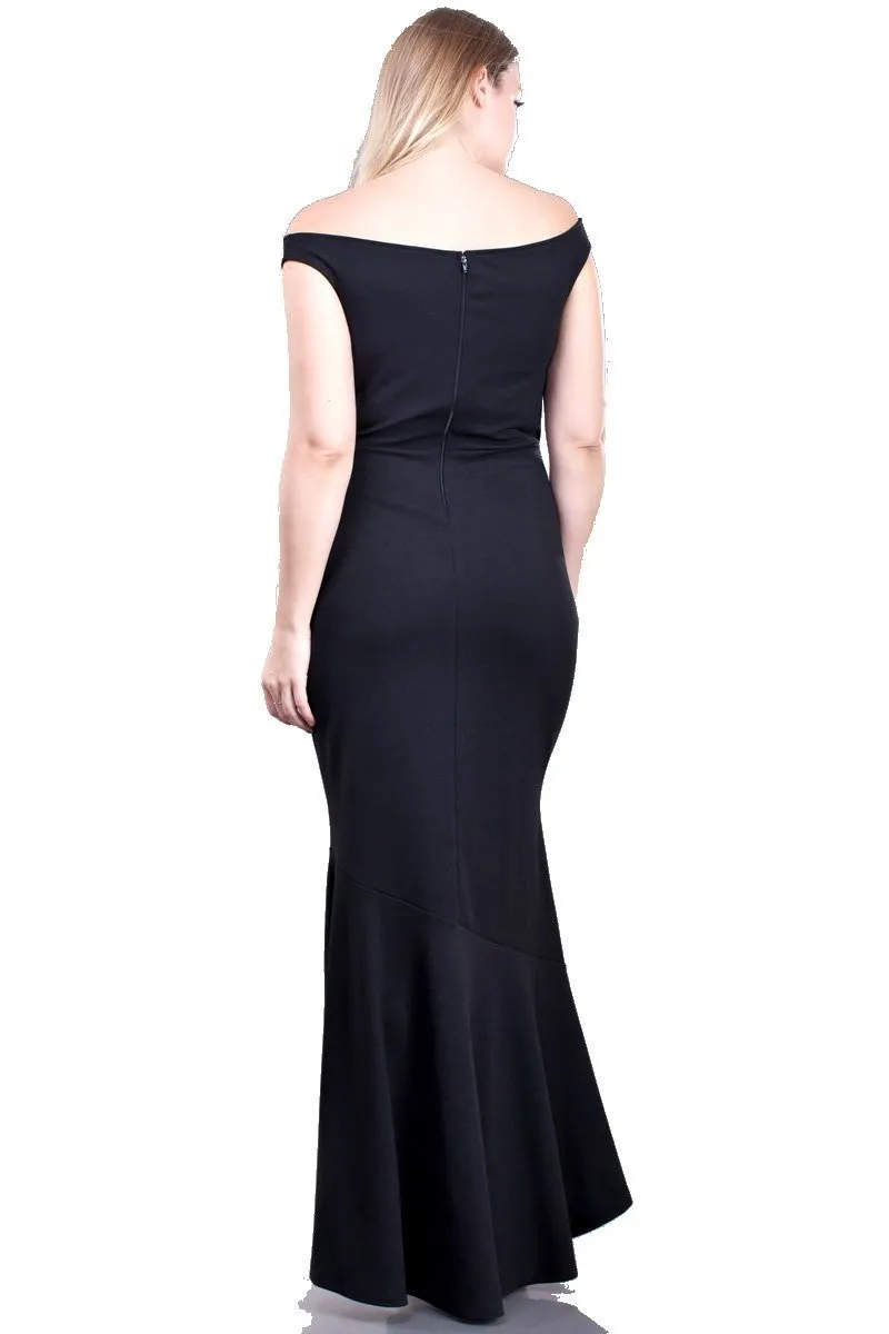 Long Black Plus Size Formal Dress Mermaid Skirt