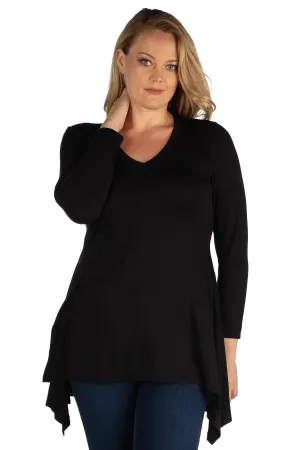 Long Sleeve Split Hemline Plus Size Tunic Top