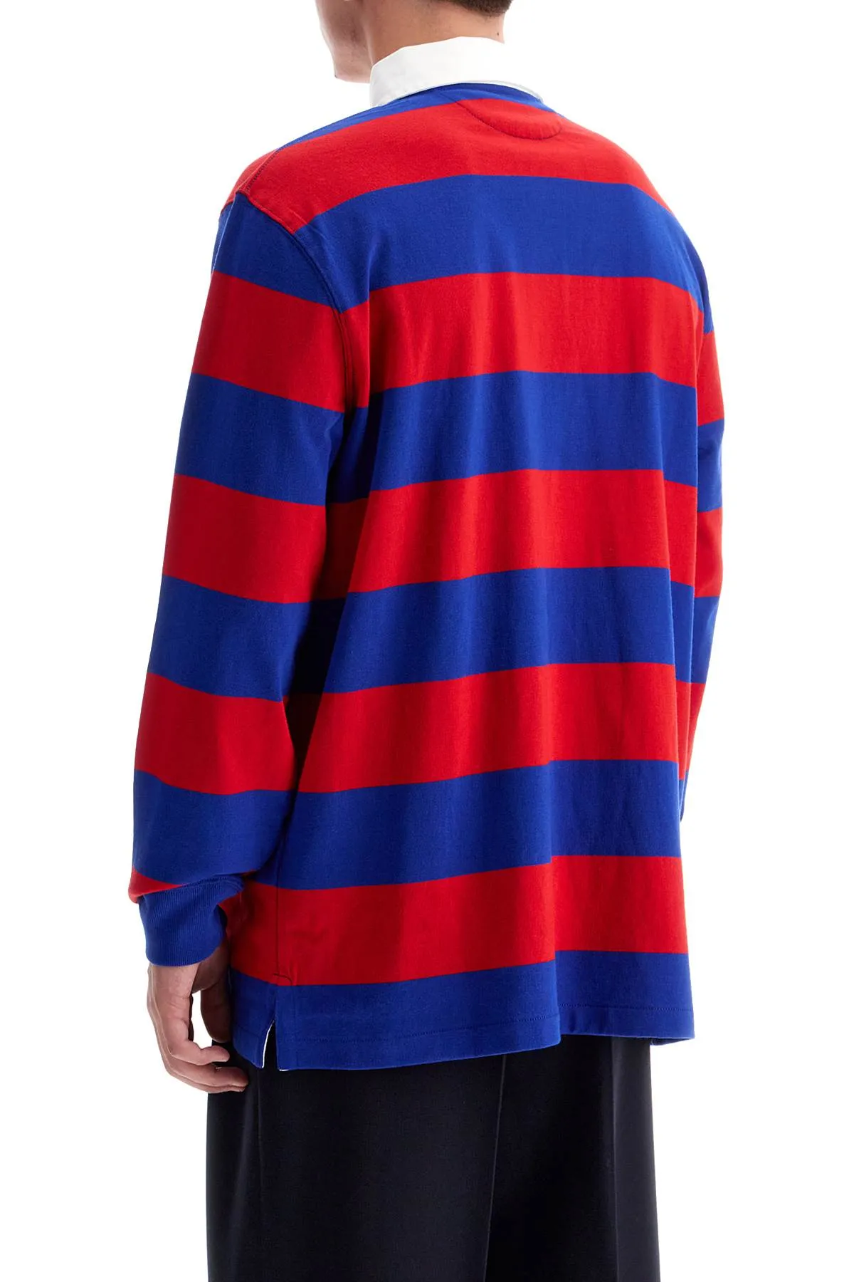 long-sleeved striped polo shirt for