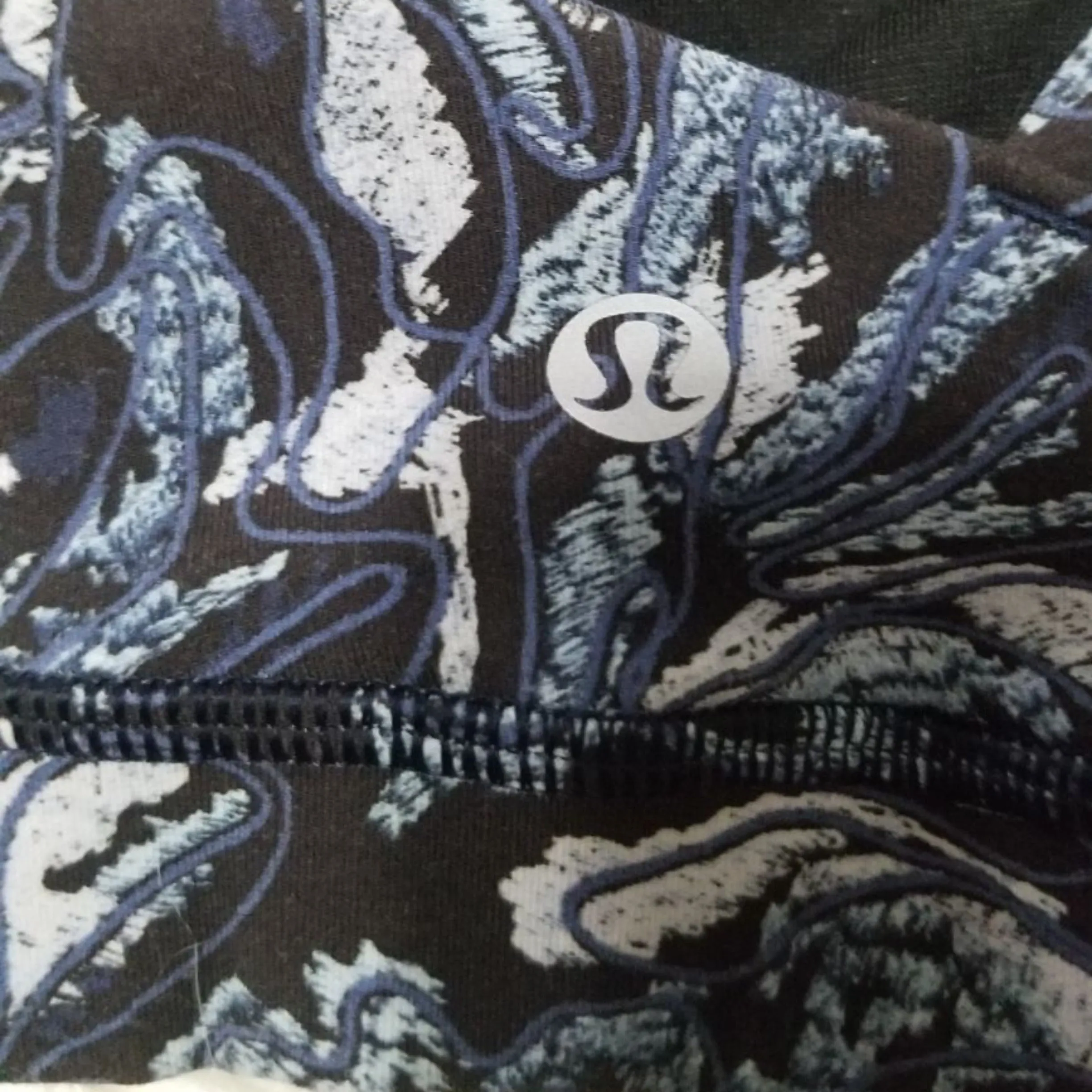 LULULEMON Blue/Black Floral Energy Longline Athletic Sports Bra Size 10