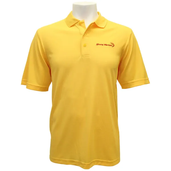 Men's Campus Gold Performance Polo Shirt Embroidered with Red Young Marines Swoosh