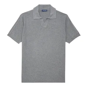 Men's Rino STR Cotton/Silk Knit V Polo - Stone Grey