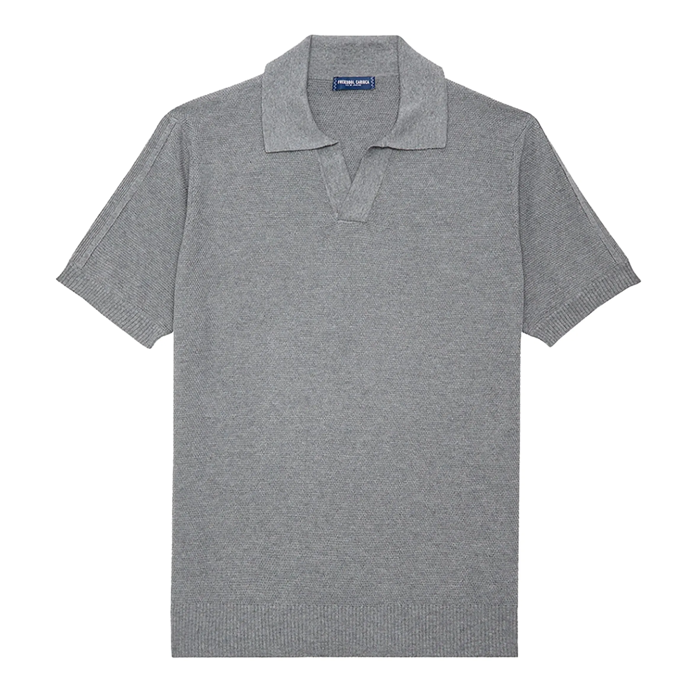 Men's Rino STR Cotton/Silk Knit V Polo - Stone Grey
