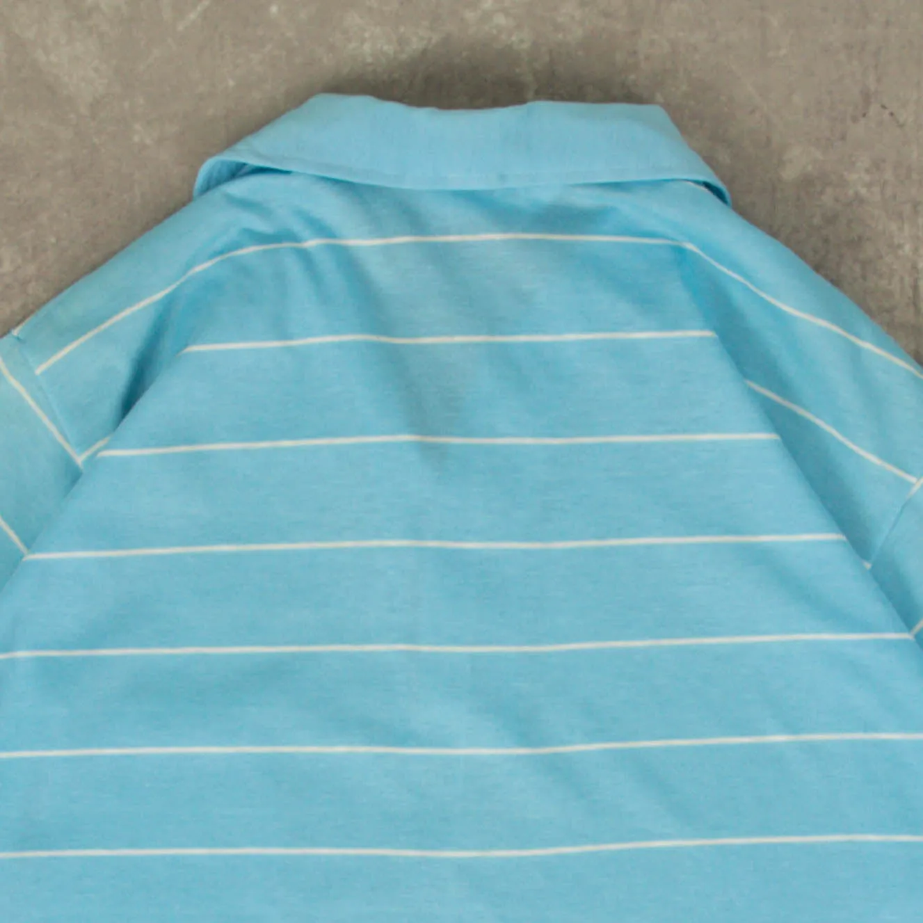 MEN'S VINTAGE 1980S STRIPED SINGLE STITCH POLO T-SHIRT - LARGE