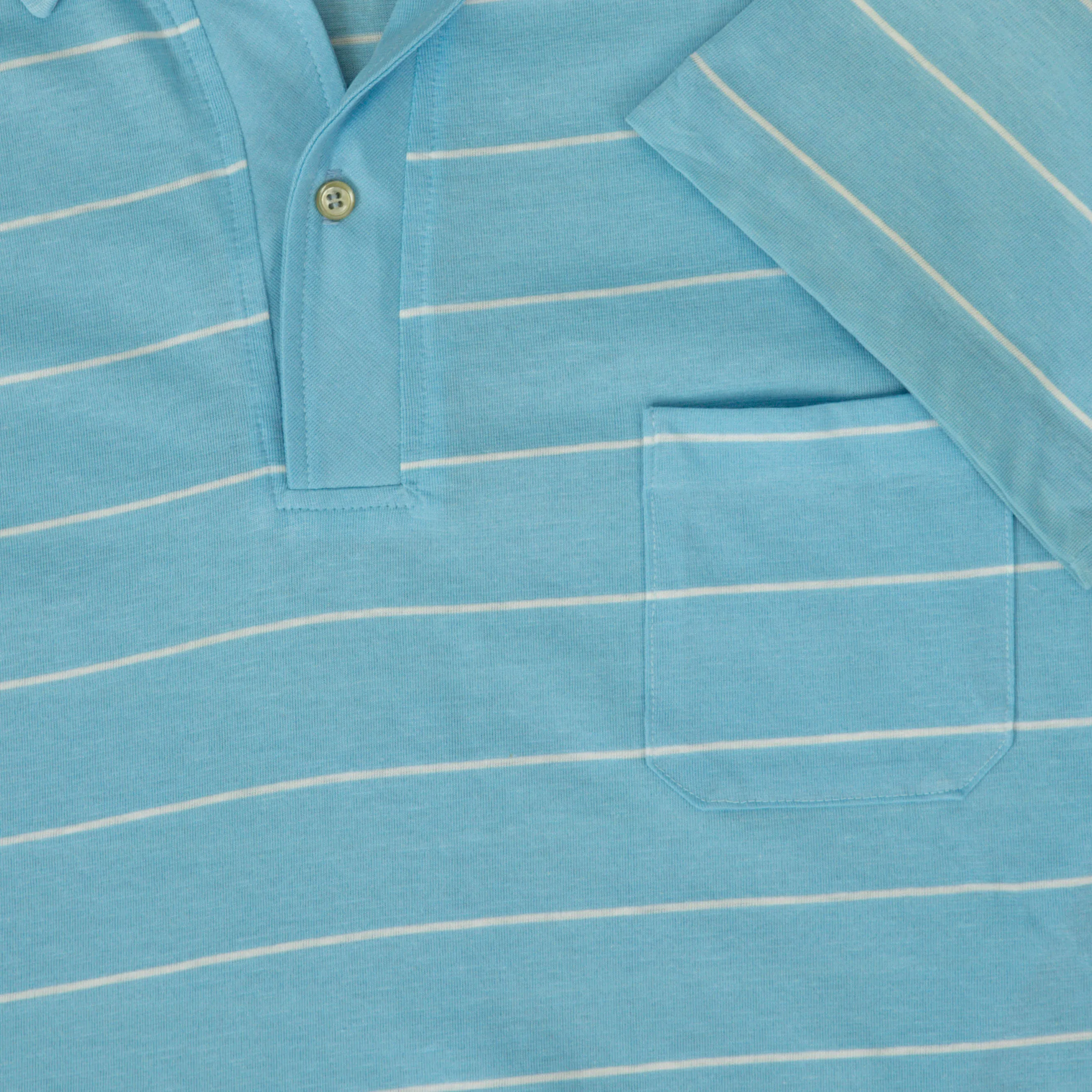 MEN'S VINTAGE 1980S STRIPED SINGLE STITCH POLO T-SHIRT - LARGE