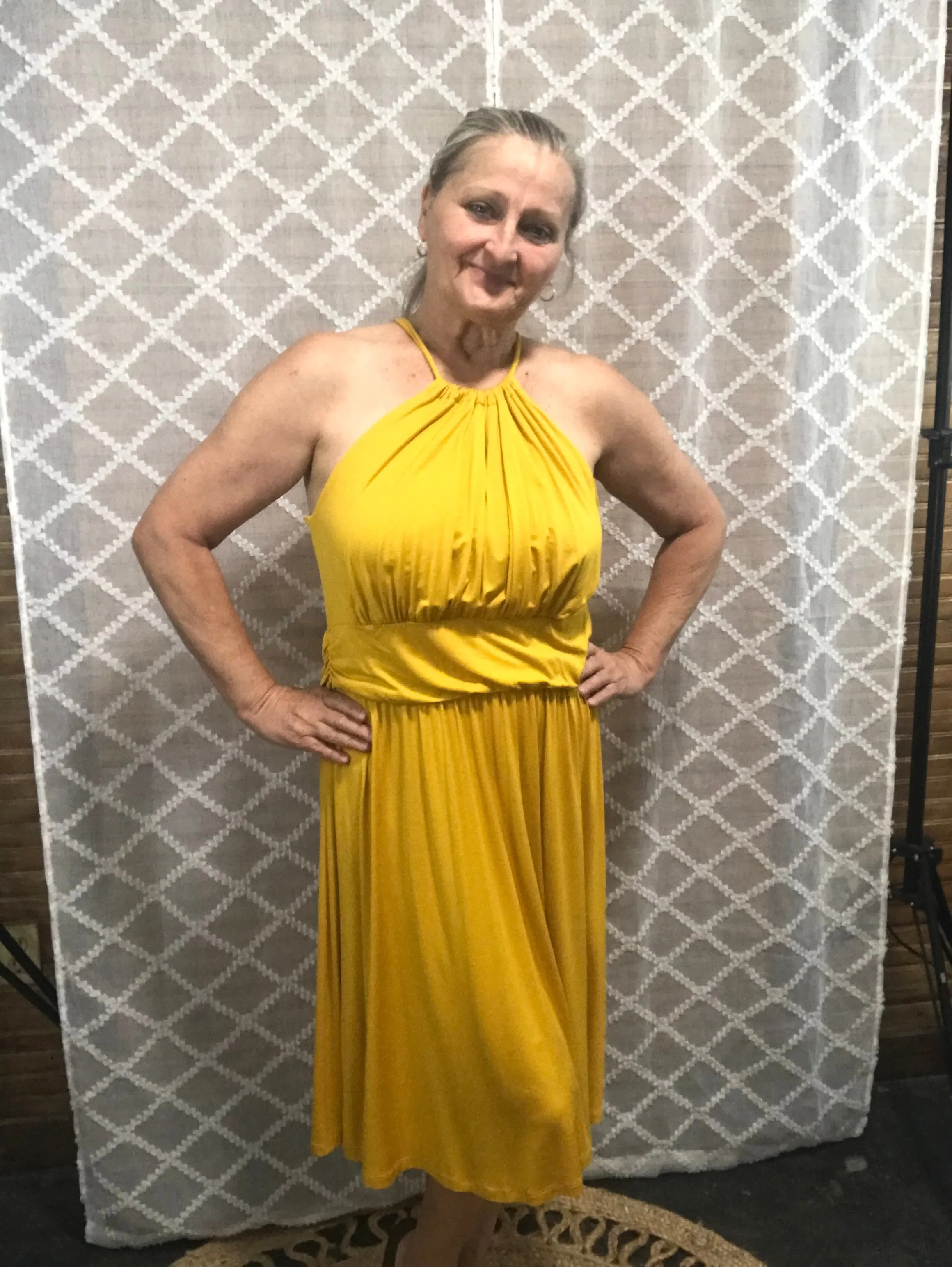 Mustard Color Halter Top Dress