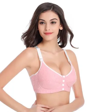 New Front Opening Buckle Comfortable Breastfeeding Pink Nursing Bra