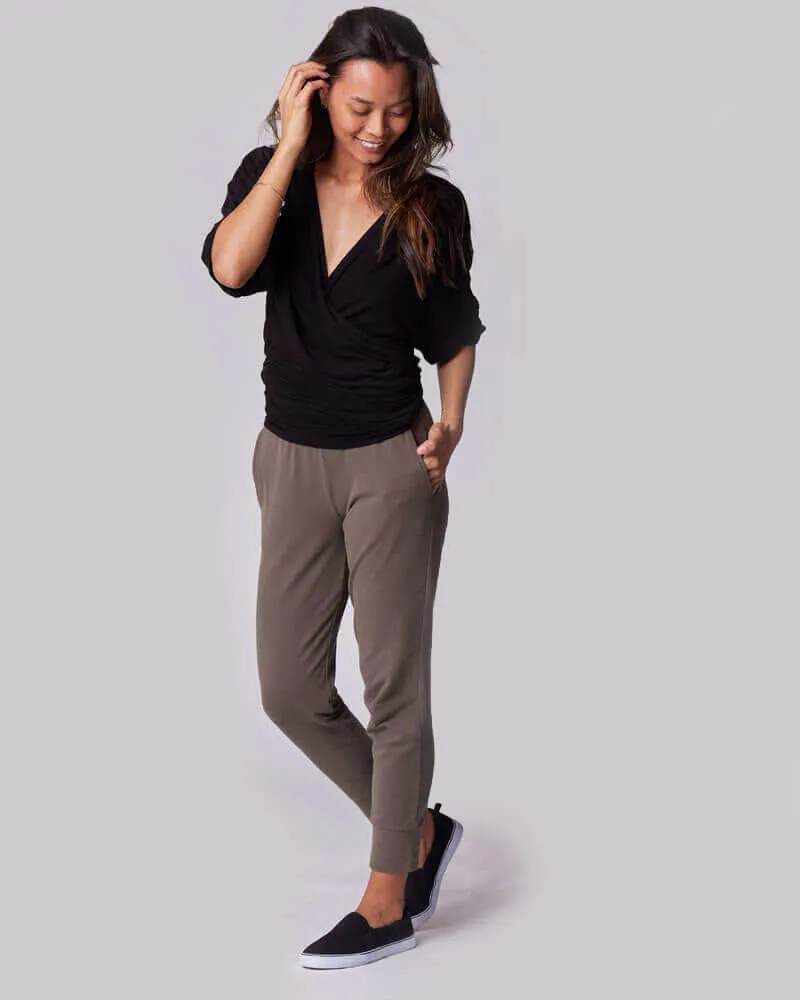 Nursing & Maternity Everywhere Long-Sleeve Wrap Blouse | Black