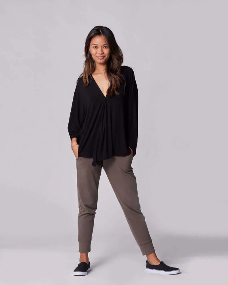 Nursing & Maternity Everywhere Long-Sleeve Wrap Blouse | Black