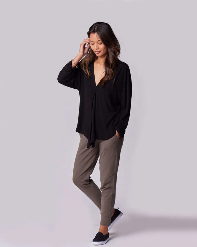 Nursing & Maternity Everywhere Long-Sleeve Wrap Blouse | Black