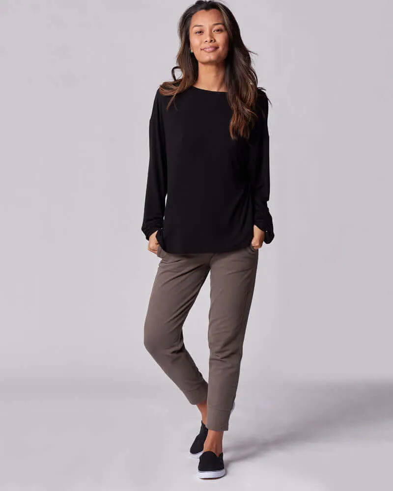 Nursing & Maternity Everywhere Long-Sleeve Wrap Blouse | Black