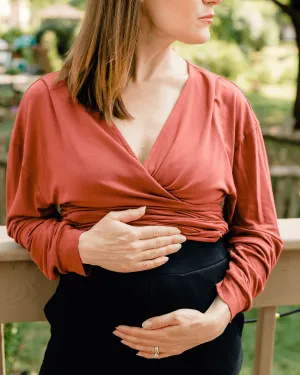 Nursing & Maternity Everywhere Long-Sleeve Wrap Blouse | Terra