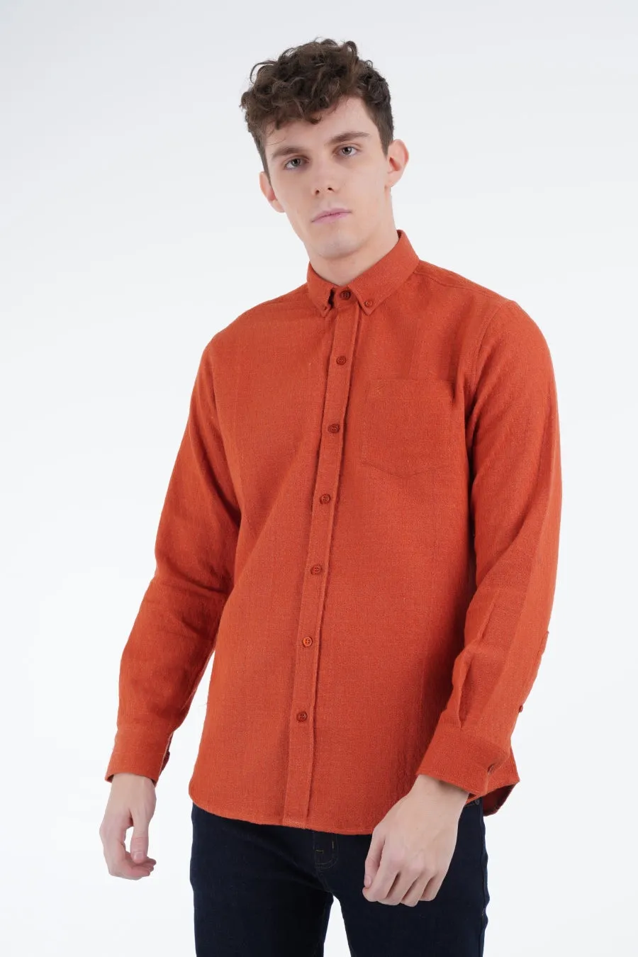 Orange Textured Shirt