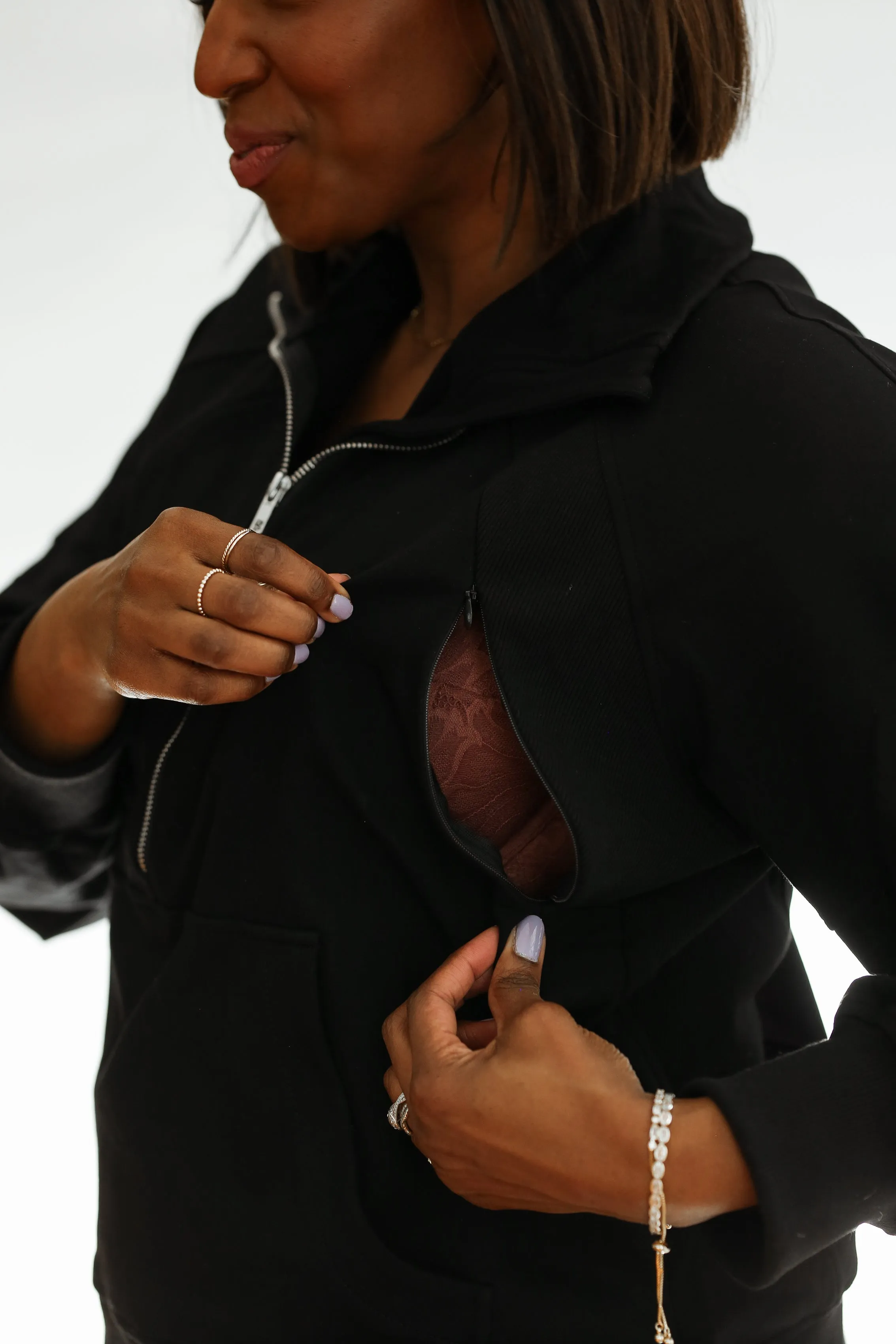 Oversized Three Zip Breastfeeding Sweatshirt