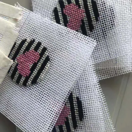 Pink Heart Needlepoint Ring