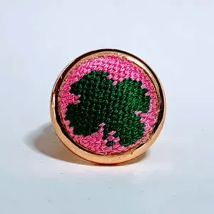 Pink Shamrock Needlepoint Ring