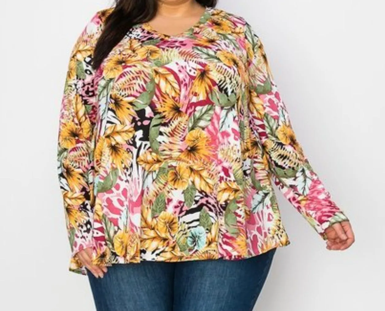 Plus jungle Print Blouse