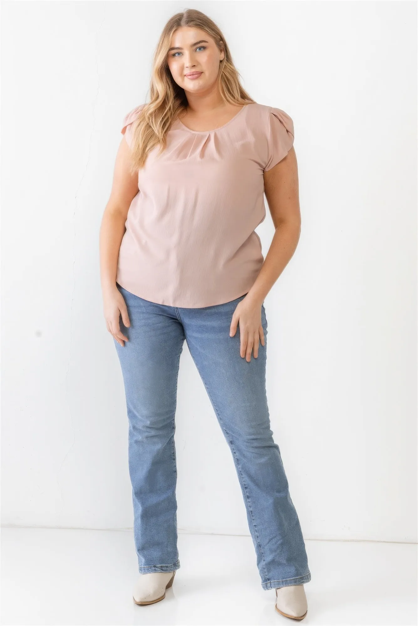 Plus Koshibo Textured Cap Sleeve Top