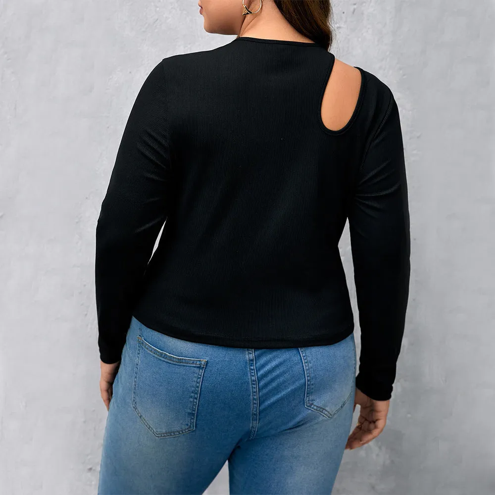 Plus Size Black Thread Knitted Top