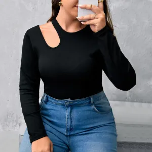 Plus Size Black Thread Knitted Top