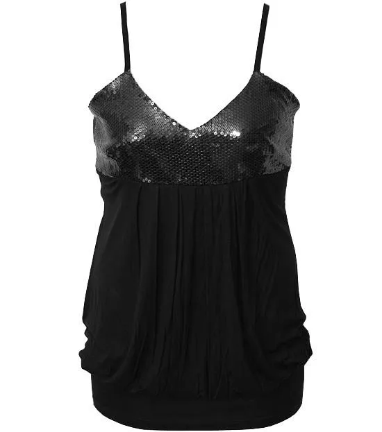 Plus Size Bubble Sparkling Black Tank Top