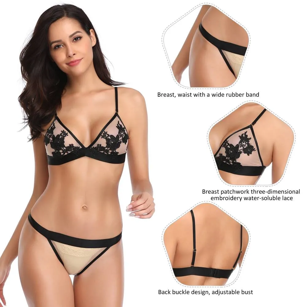 Plus Size Elegant Embroidery Fashion Bra Set