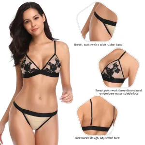 Plus Size Elegant Embroidery Fashion Bra Set