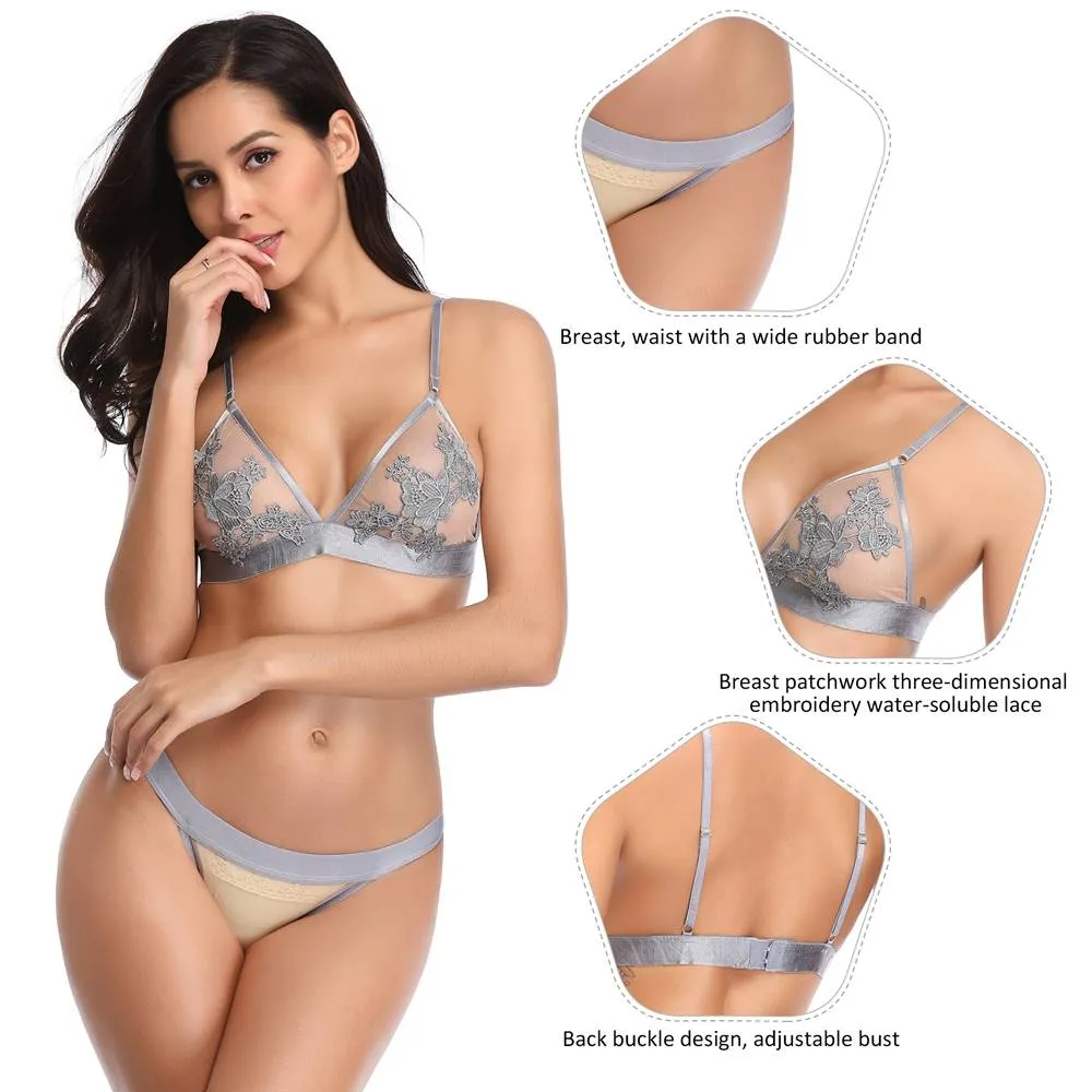 Plus Size Elegant Embroidery Fashion Bra Set