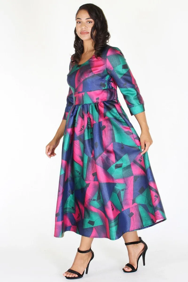 Plus Size Elegant Gorgeous Geo Flare Cocktail Dress
