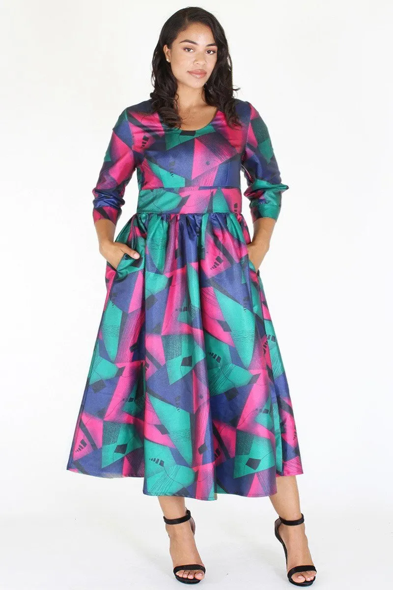 Plus Size Elegant Gorgeous Geo Flare Cocktail Dress