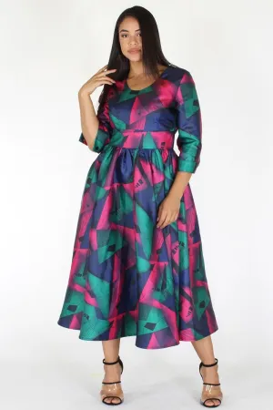 Plus Size Elegant Gorgeous Geo Flare Cocktail Dress