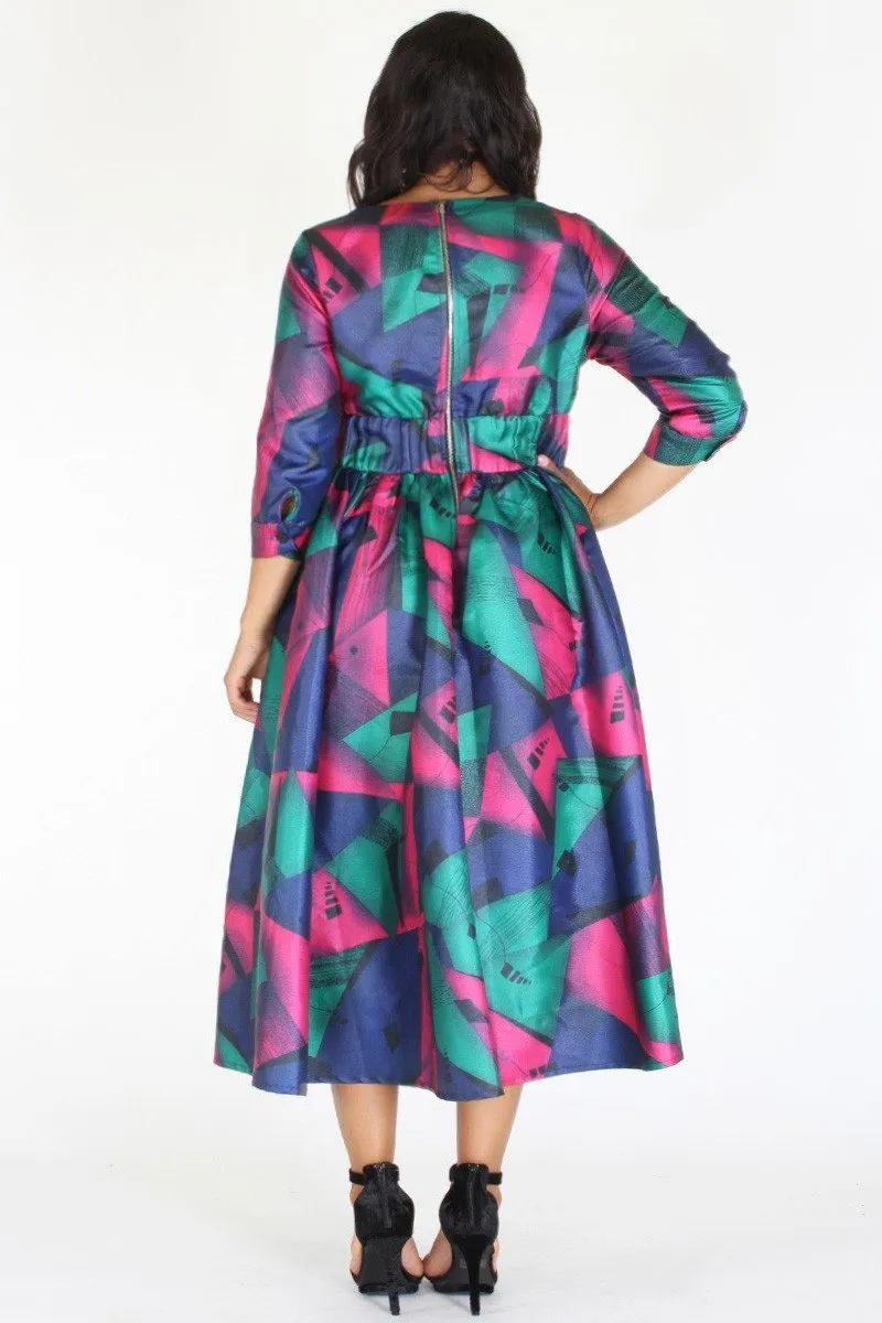 Plus Size Elegant Gorgeous Geo Flare Cocktail Dress