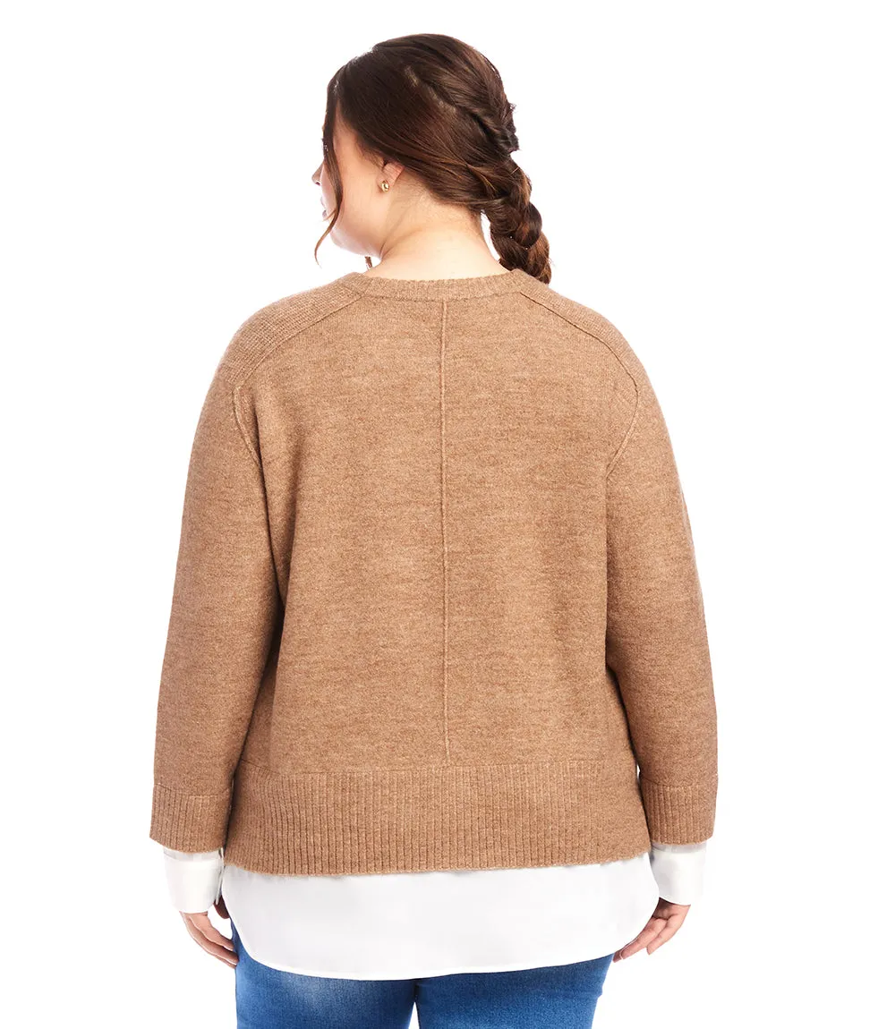 Plus Size Layered Crewneck Sweater