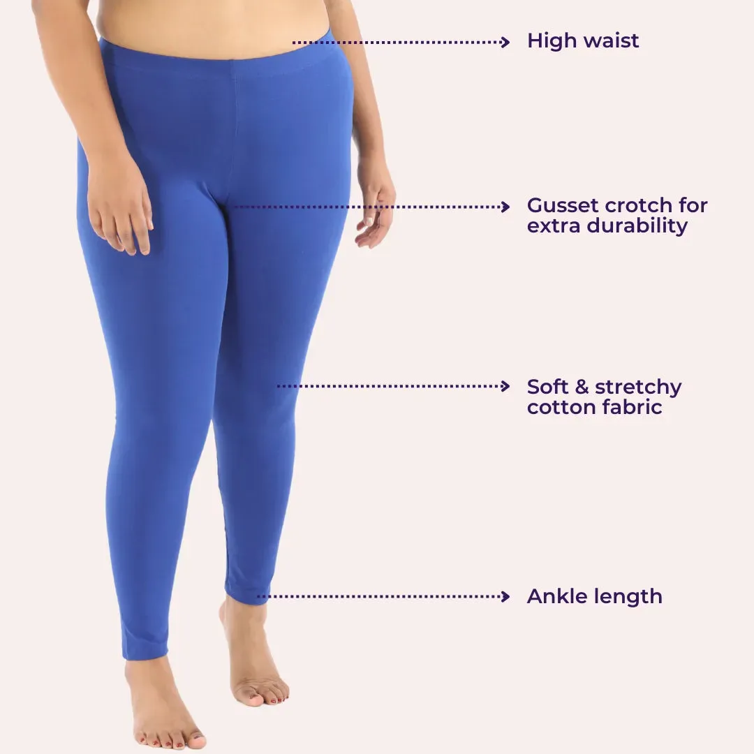 Plus Size Leggings For Women | High Waist | Ankle Length | Soft Cotton & Elastane Blend | Non-See-Through | Gusset Crotch Prevents Ripping