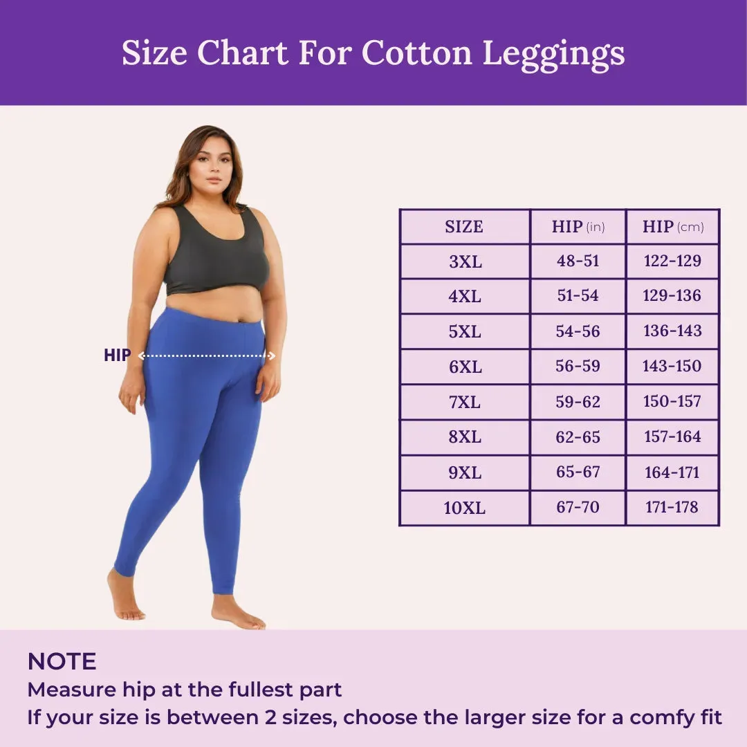 Plus Size Leggings For Women | High Waist | Ankle Length | Soft Cotton & Elastane Blend | Non-See-Through | Gusset Crotch Prevents Ripping