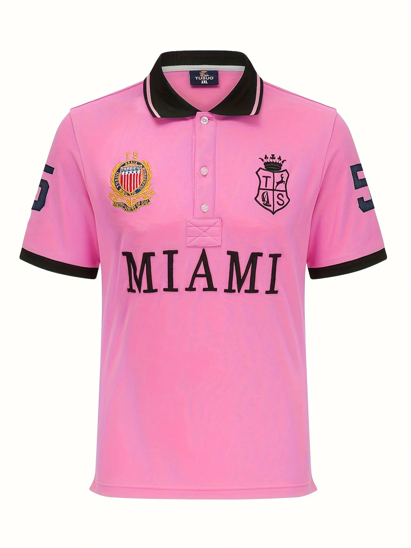 Plus Size Men's Alphabet Embroidery Polo Shirts, Casual Cotton Polo Shirts Tops For Big And Tall Guys Best Sellers Gifts