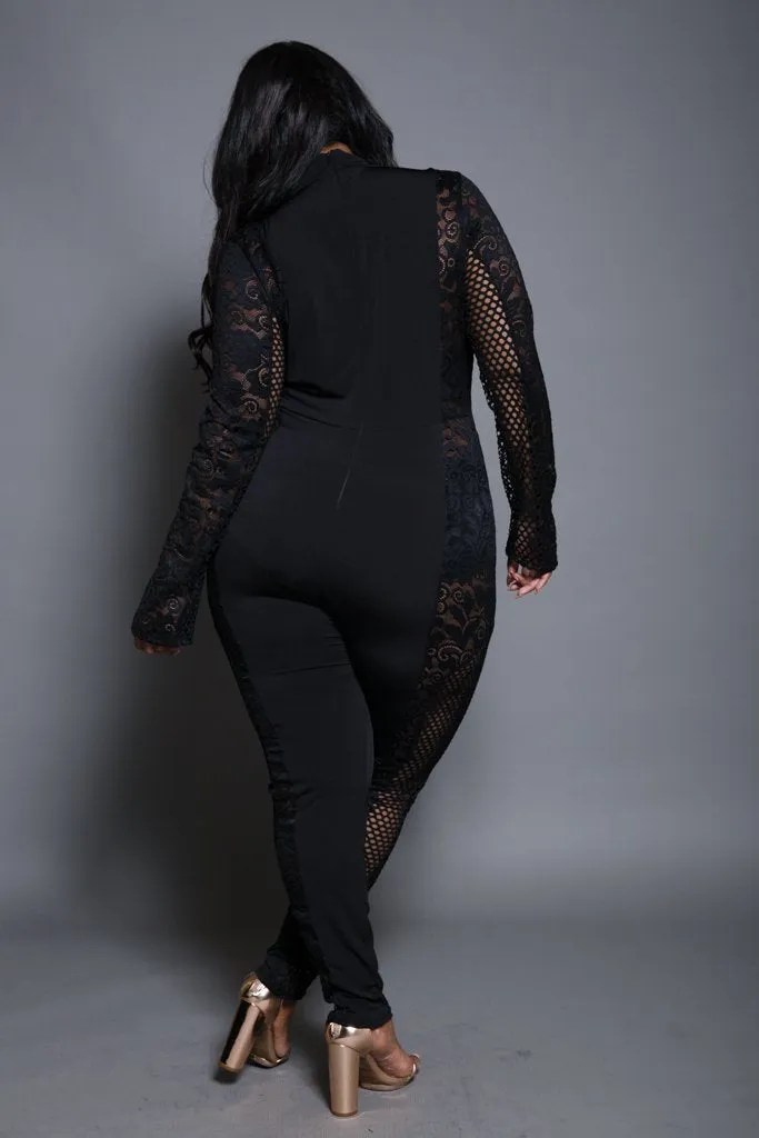 Plus Size Mesh Stylish Jumpsuit
