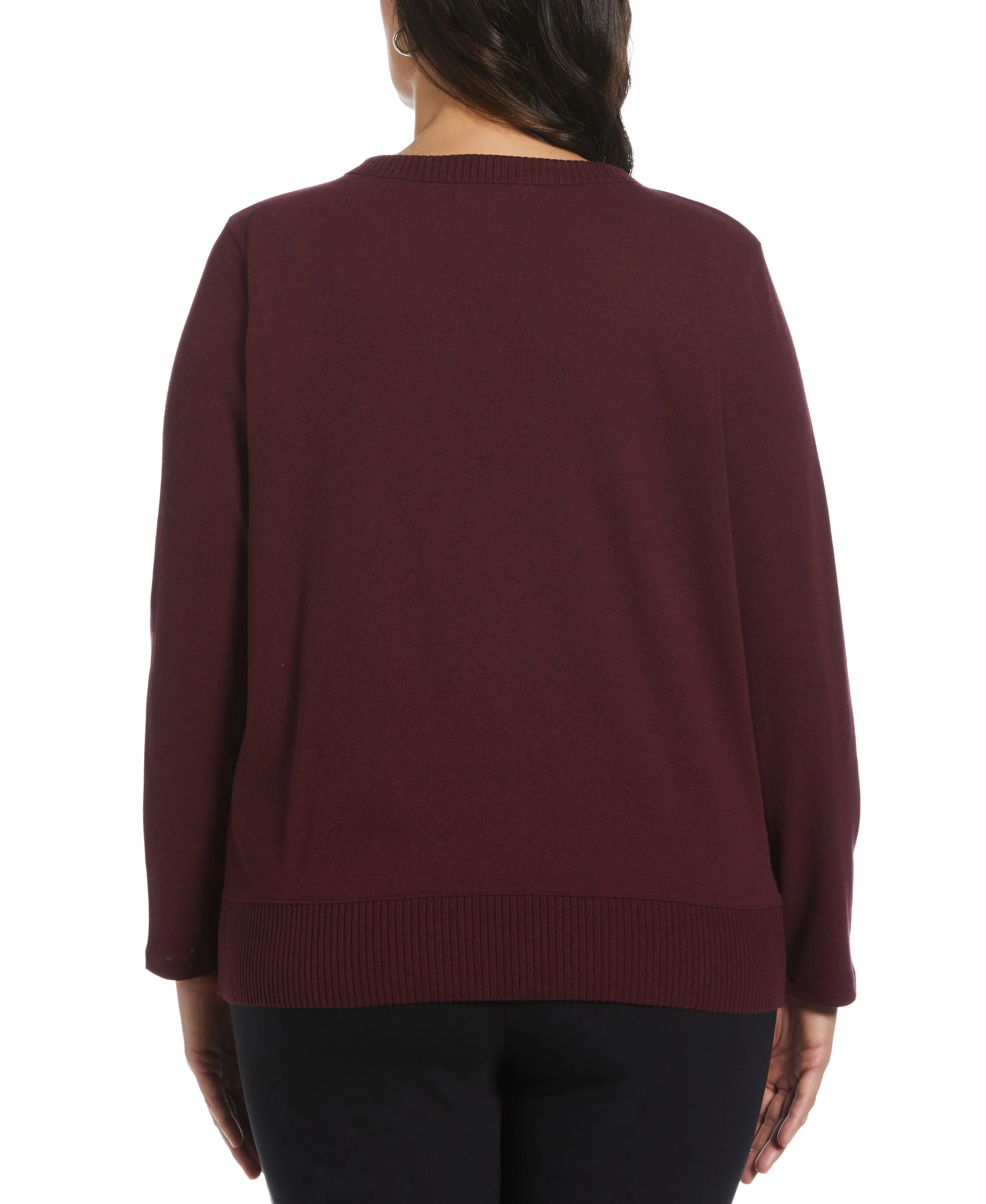 Plus Size Ribbed Asymmetrical Fringe Hem Top