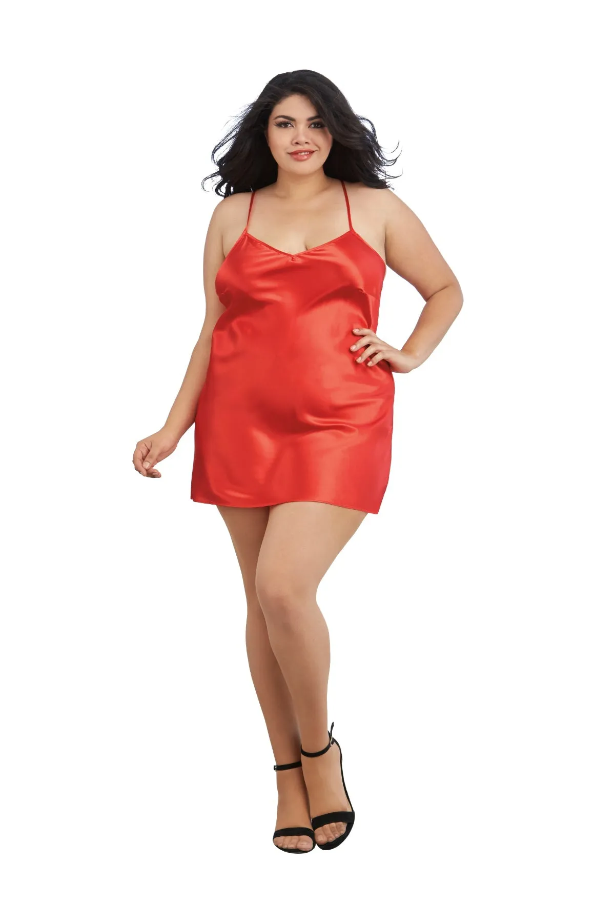 Plus Size Satin Robe and Chemise Set