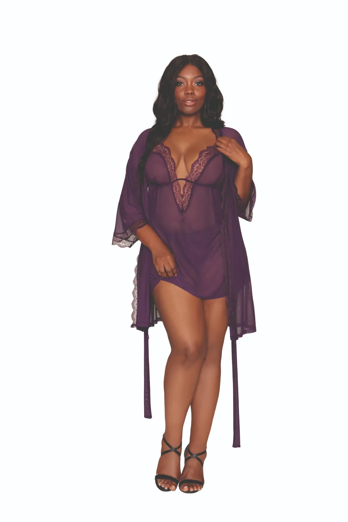 Plus Size Sheer Chemise and Robe Collection